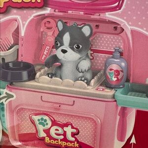 Pink Pet Care Playset with Accessories plastic backpack toy set